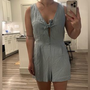 Light blue tie romper - never worn - so cute on